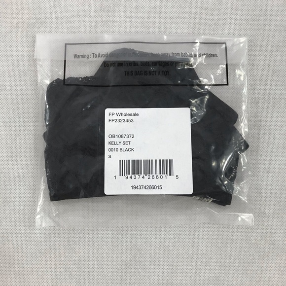 Free People Black Kelly Set Bralette Thong NWT $48 - Picture 5 of 6